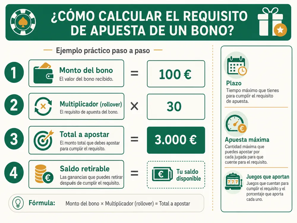 Cómo calcular el rollover de un bono de casino paso a paso